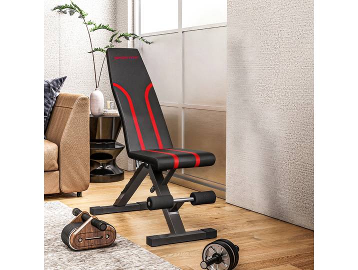 SPORTNOW Banc Fitness Pliable Métal Noir Dossier 6 Niveaux