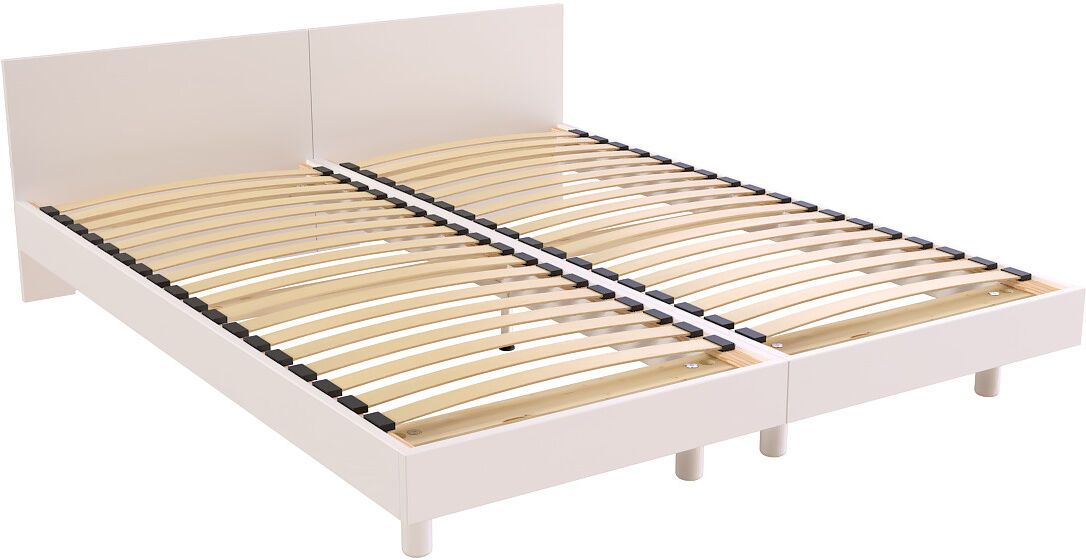 ABC MEUBLES Twinbetten Massivholz mit Kopfteil Twin - 90x190 - Weiß