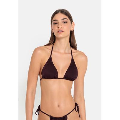 Triangel-Bikini-Top LSCN BY LASCANA "Nele", Damen, Gr. 36, Cup C/D, lila (aubergine), Polyamid, leicht glänzend, unifarben, Bikini-Oberteile, mit glänzender Beschichtung