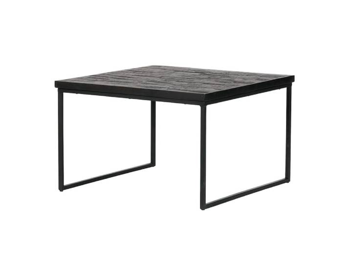 Table d'appoint carrée en bois et métal noir