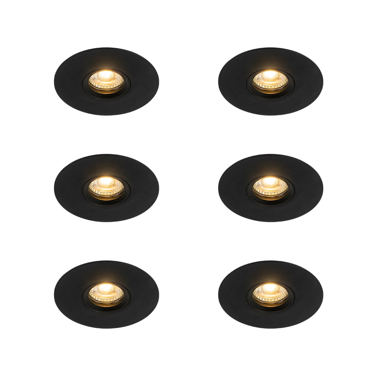Qazqa Moderne ronde inbouwspot zwart met warm wit licht