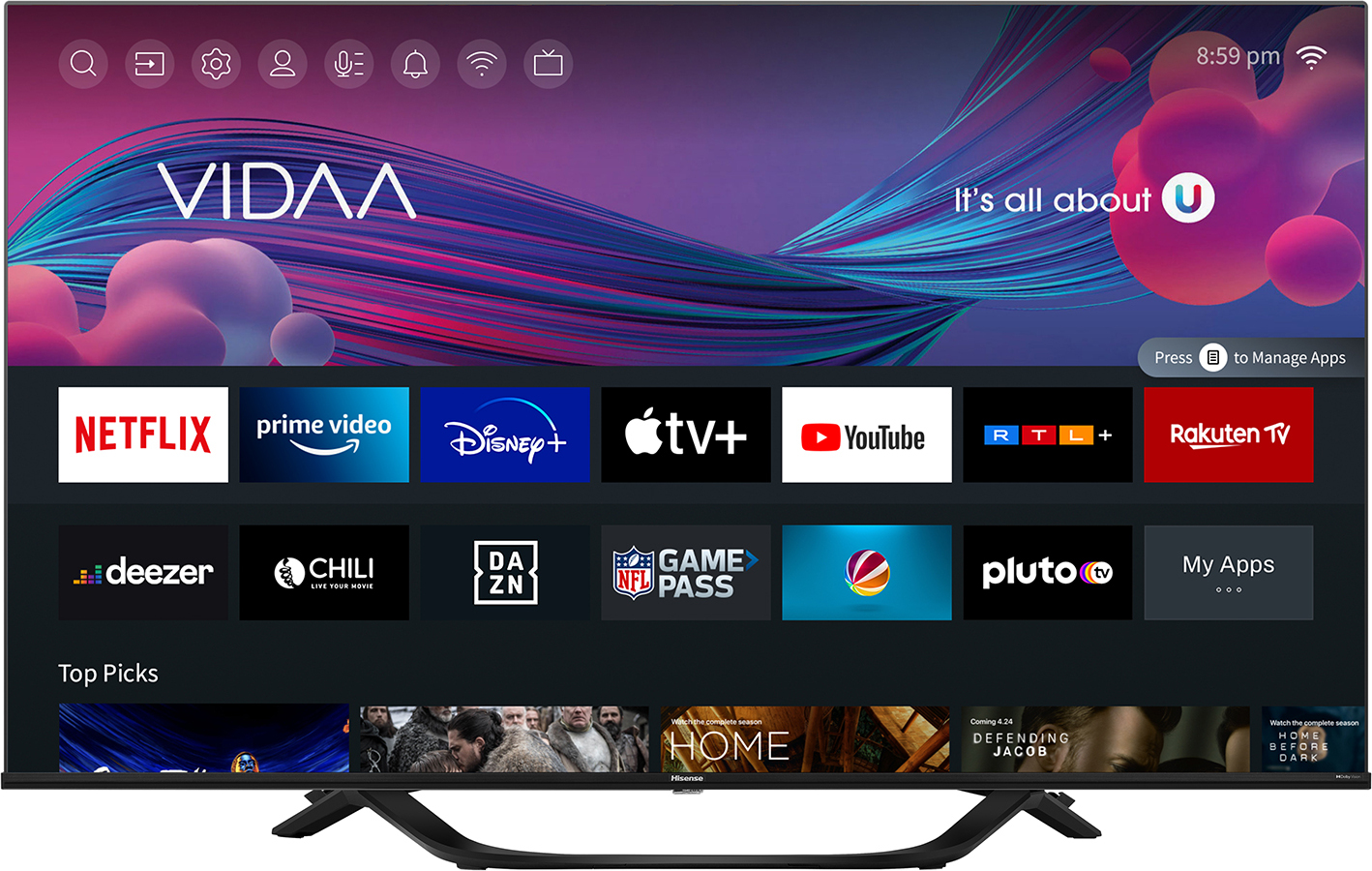 Hisense 50A63H - LED TV - 50 Zoll - 4K HDR - Smart TV - Sprachsteuerung - Game Mode