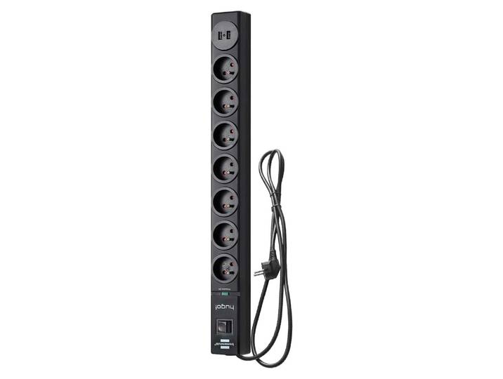 Brennenstuhl\, multiprise à 7 prises de type E avec 2 ports USB et protection contre les surtensions\, noir