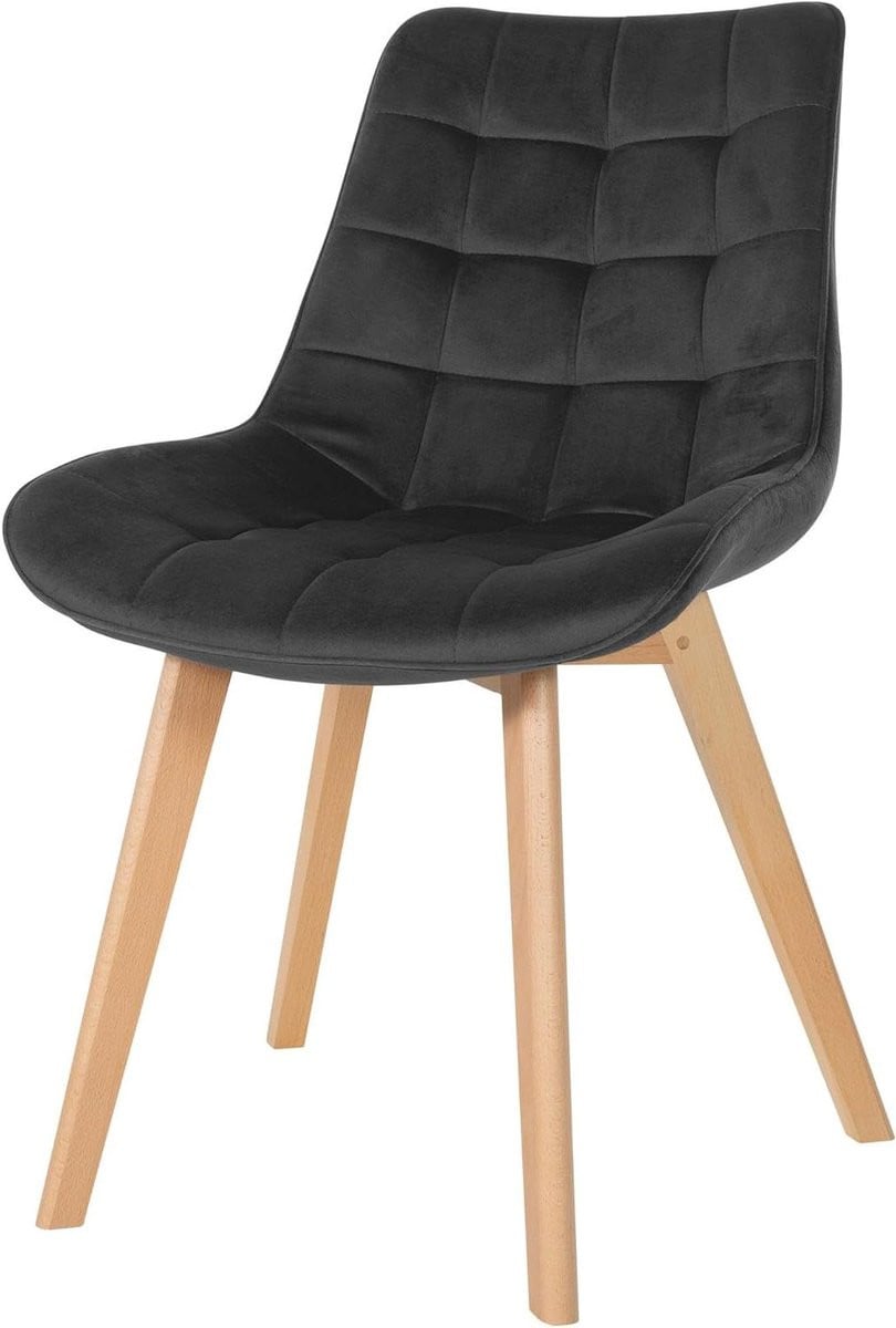 Eetkamerstoel Brook - Velvet - Zwart - Scandinavisch Design - Hoogte: 84 cm