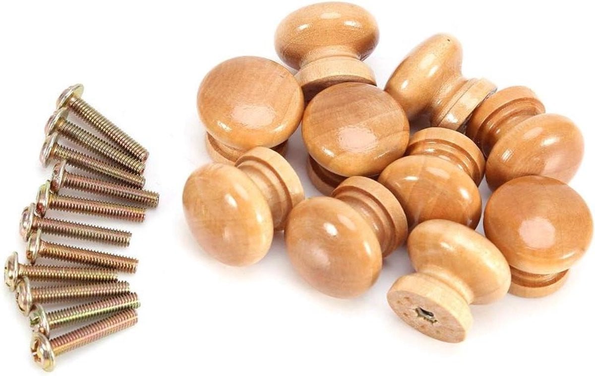 Set van 10 natuurlijke houten kastknoppen en ladegrepen voor het vernieuwen van meubels