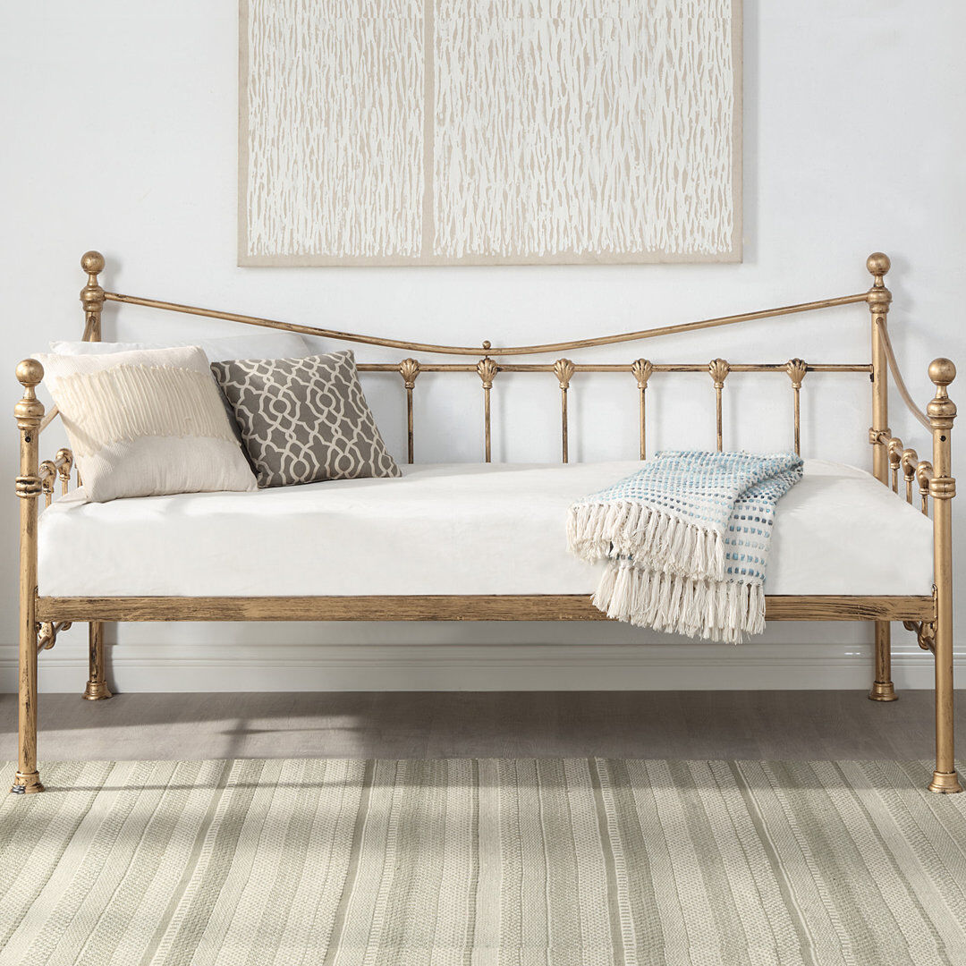 Rosdorf Park Angelina Metal Daybed Gold 92cm H X 95.5cm W X 200cm L