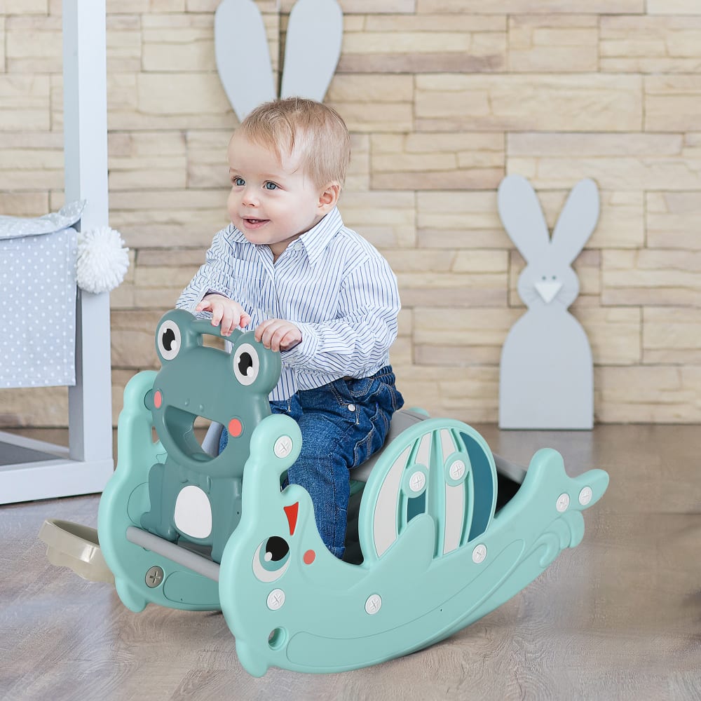 Homcom Caballo balancín niños 72x34x47 cm verde