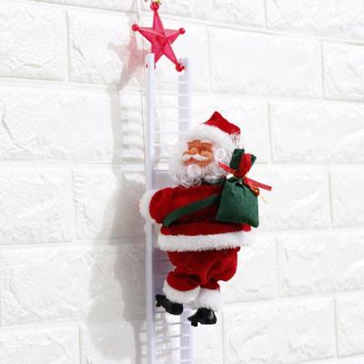 Inspired Deals Animated Christmas Climbing Santa Plush Musical Ladder Toy For Holiday Home Decor Santa Claus
