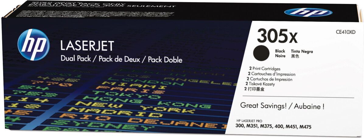 HP 410X 2er-Pack Schwarz Original LaserJet Tonerkartuschen mit hoher Reichweite, 13000 Seiten, Schwarz, 2 Stück(e)