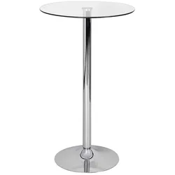Stehtisch Glas und Metall mit runder Tischplatte 105 cm hoch