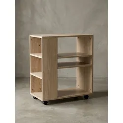 Regalwagen Holz Mit Rollen Schmal Modern, Sonoma 60x35x75 cm