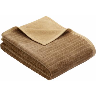 Wohndecke IBENA "Fano", beige, B:150cm L:200cm, Baumwolle, Kunstfaser, Wohndecken, Wohndecke, mit Streifen versehen, Kuscheldecke