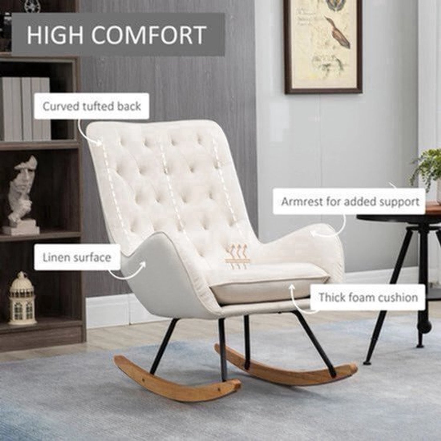 Scandinavische lounge fauteuil in ademende linnenstof - Ivoor