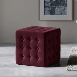 Hocker Fusshocker in Bordeaux aus Samt