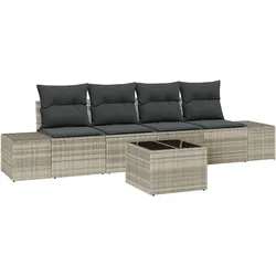 vidaXL 5-teiliges Garten Sofa Set mit Polstern Hellgrau Poly Rattan