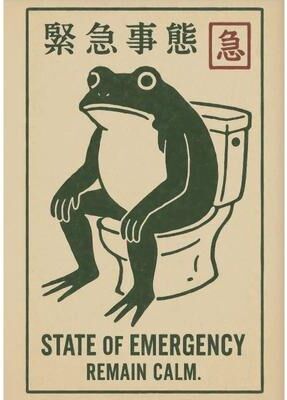 Uplift Essentials Retro Japanese Bathtub Frog Poster Funny Sushi Kitchen Woodblock Art Canvas Wall Painting For Home & Bathroom Decor style 2 20x28 In