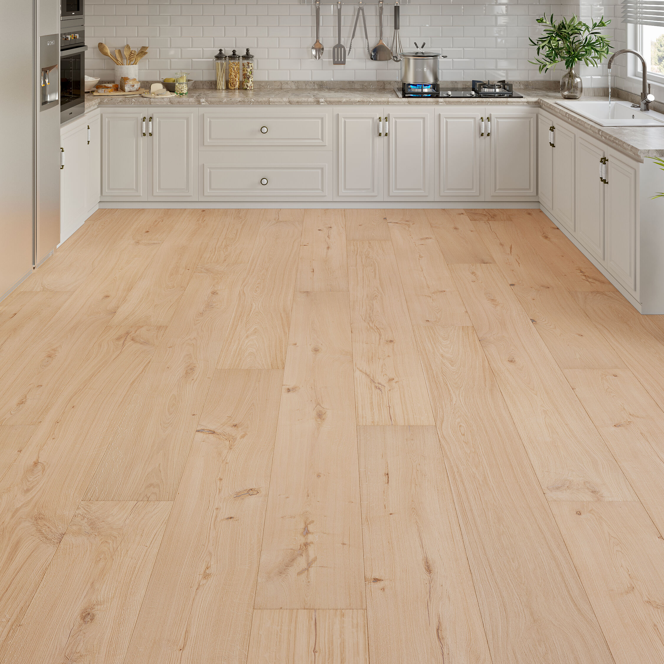 Luxury Flooring Light Engineered Oak Smooth & Unfinished Flooring - 20mm x 2200mm x 300mm