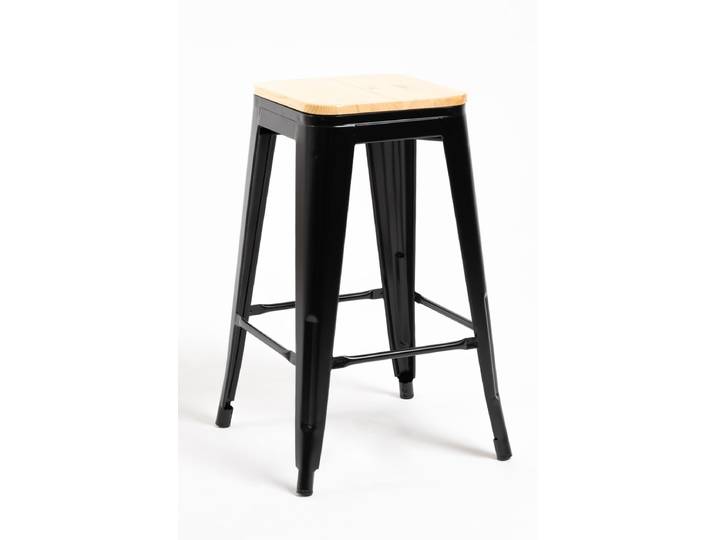 4er Set Torix Niedrige Naturholz Hocker 67 cm - Schwarz