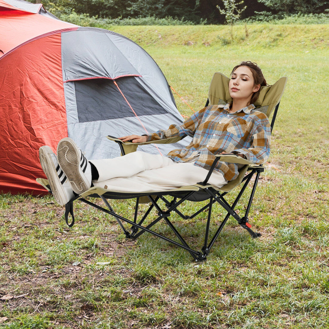 Rebrilliant Camping Chair Green 75cm H X 86cm W X 152cm D