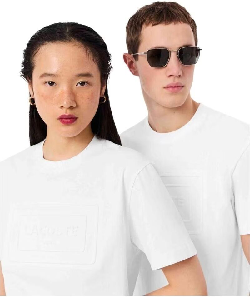 Camiseta Lacoste Clásica De Algodón Azul S Mujer