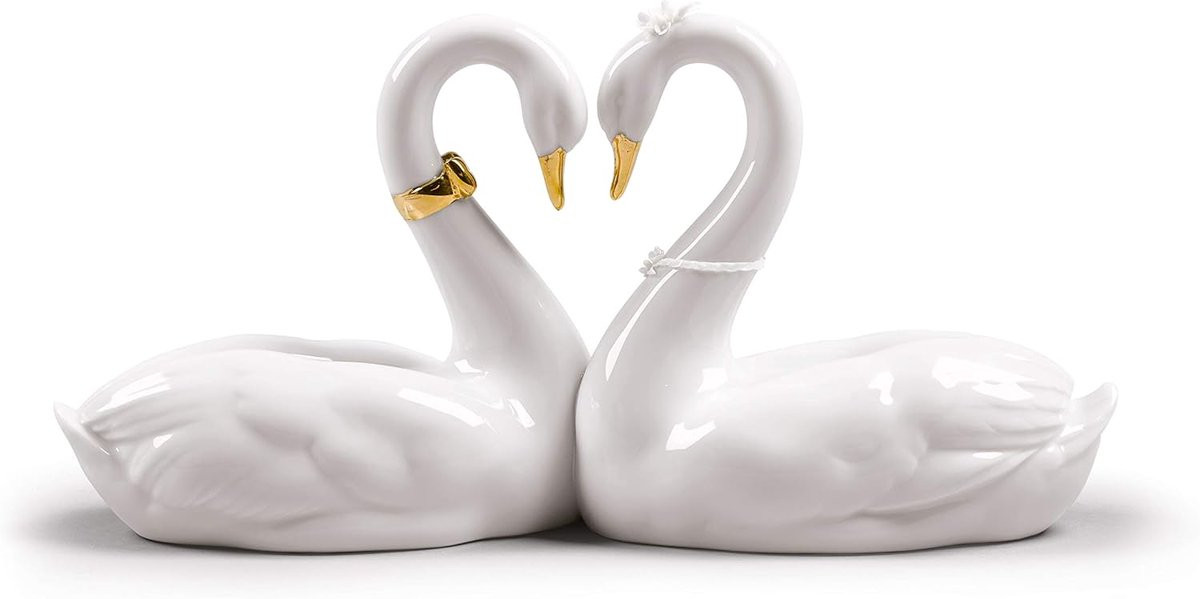 Handgemaakt Zwanen Liefdesbeeld Decoratie - Goud Wit