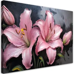 WANDBILD lilien rosa blumen pflanzen pastelle