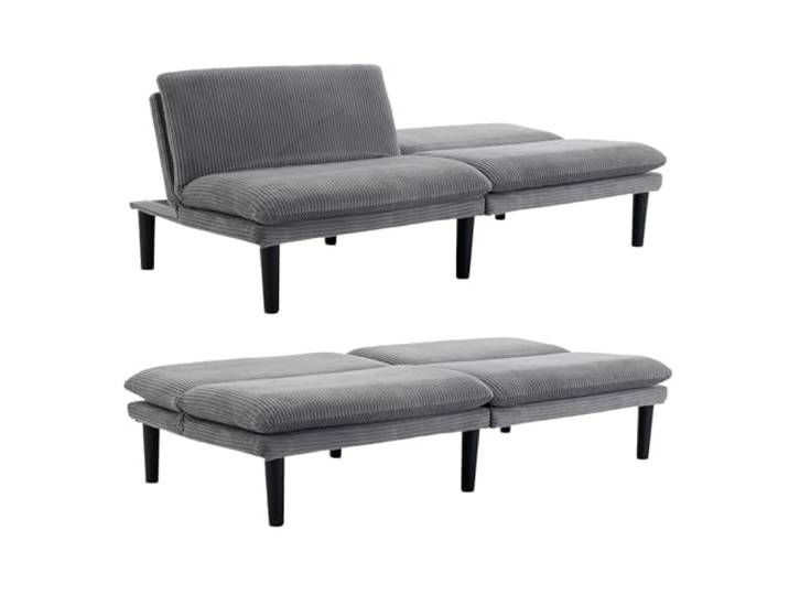 UNISOAR Sofa 3 Sitzer Sofa Schlafsofa mit Schlaffunktion, überzug Futon Klappsofa, Bettcouch, ecksofa, Couch, 5 Verstellbare Winkel, Ideal für Wohnungen Wohnzimmer (Grau)