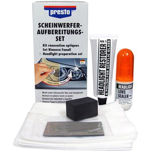 Presto Scheinwerfer-Aufbereitung 365171, Set, manuelle Aufbereitung, für Kunststoffscheinwerfer, 19-teilig