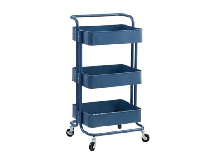 DFHetFH Rollwagen 3-Tier Roll Utility Cart Organisation Lagerwagen for Office Home Küche Küchenwagen(Dark Blue)