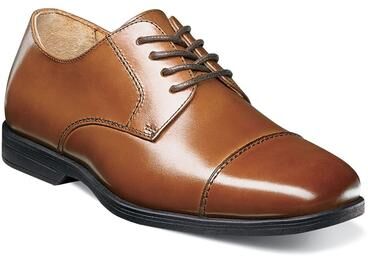Florsheim Reveal Cap Toe Jr - Boys 5.5 Youth Brown Oxford Shoes Medium