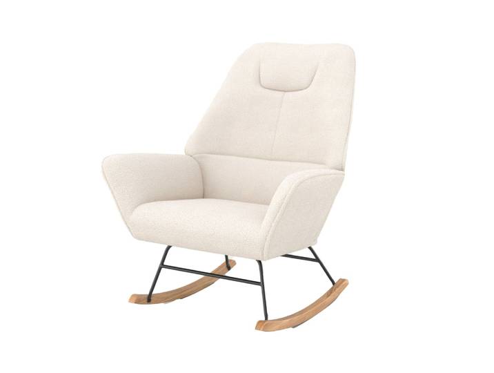 Rocking-chair en tissu bouclé blanc
