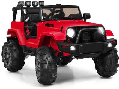 Costway 12V Kids Remote Control Riding Truck Car with LED Lights-Red