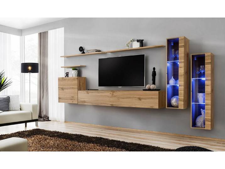 Xlmoebel Wohnwand 7tlg Luxus Wohnzimmermöbel Set mit Wandschrank und Regal, (7-St), Made in Europa
