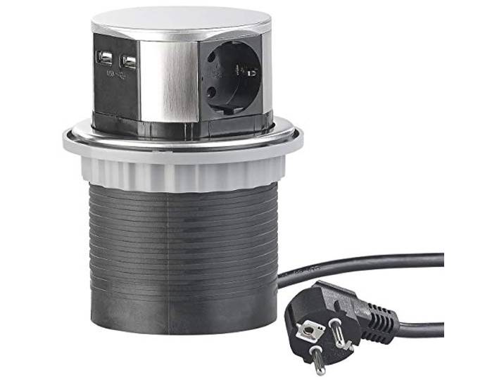 Multiprise encastrable Ø 100 mm avec 3 prises et 2 ports USB [Revolt]