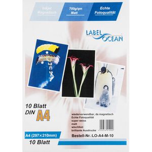 LabelOcean Fotopapier LO-A4-M-10, für Inkjet, A4, 700 g/m², magnetisch, matt, 10 Blatt