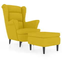 vidaXL Ohrensessel mit Hocker Senfgelb Samt