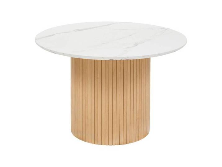 Table à manger 2 places effet lattes et marbre HOMELYA D.110cm - Atmosphera Créateur d'intérieur