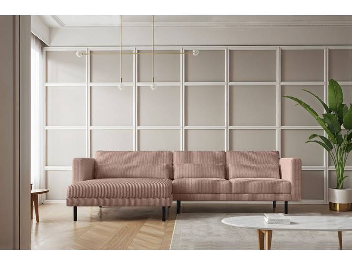 Kaiser Möbel Ecksofa L-form Dani modern und geräumig Stoff Poso und Verita, Zwei Stoffe, breite Farbpalette, komfortabel, geräumig