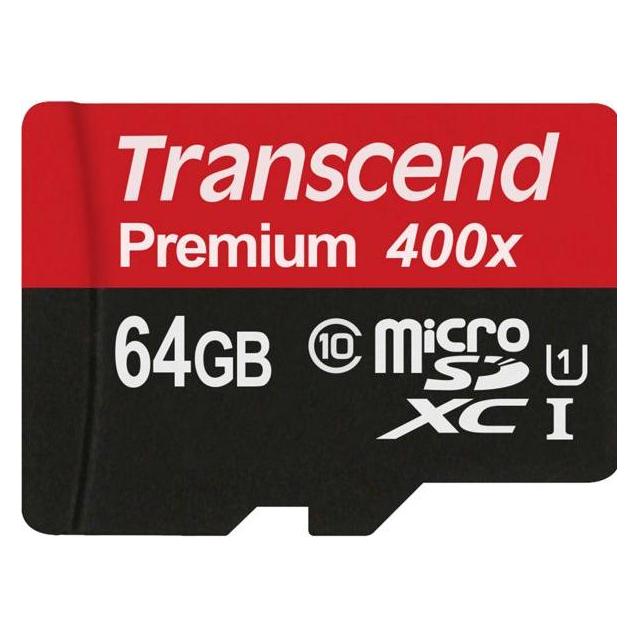 Transcend microSDXC Premium 400x UHS-I (64 GB, microSDXC, U1, UHS-I) (TS64GUSDU1)