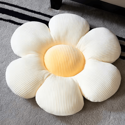Uplift Curations BlossomSix Plush Flower Cushion Pillow (13.8 By 15.7) In Pink Six Petal Seat Pillow For Kids Room & Bay Window Decor white Yellow
