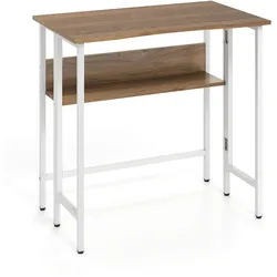 COSTWAY klappbarer Schreibtisch mit Ablagefach, Metallgestell, Kippschutz & verstellbaren Füßen, für PC & Arbeit, 80x47x76cm