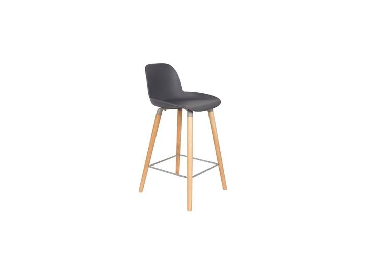 Tabouret de comptoir 65 cm gris foncé et bois Albert Kuip