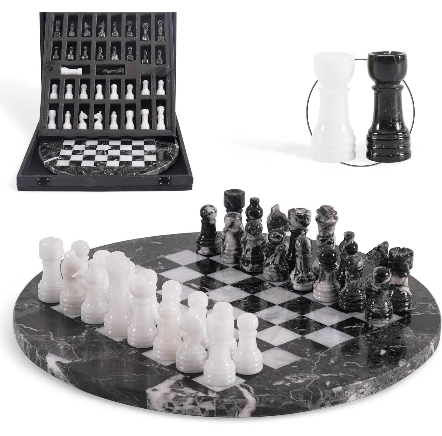 Schachspiel Schachbrett Schachset - Marmor - 30,5 cm - 32 Figuren - Für Erwachsene