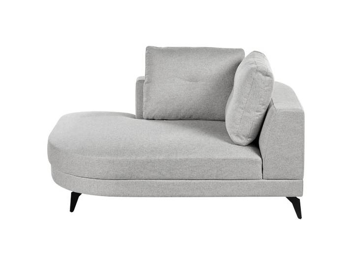 Beliani Chaiselongue Kunstleinen Grau Yuri, Dunkelgrau, Schwarz, Eukalyptusholz, 111x88x151 cm, Wohnzimmer, Sofas & Couches, Sofas, Recamieren