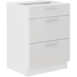 Unterschrank 60 Lara Weiß Hochglanz Küchenzeile Küchenblock Küche Soft-Close