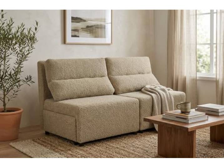 Sofa 2-Sitzer-Schlafsofa mit Stauraum, schwarzer Velours, KIMO Family Möbel