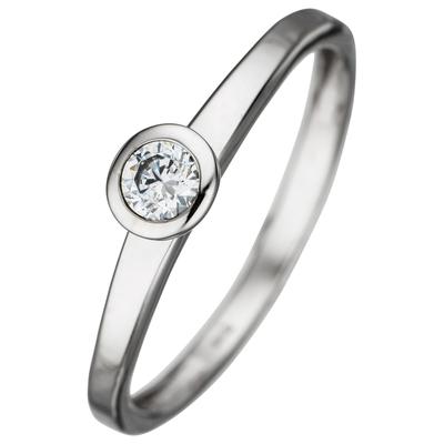 Goldring JOBO Gr. 58, weiß (weißgold 333), Fingerringe, Damen, 58, Weißgold 333, Goldring, 333 Weißgold mit Zirkonia
