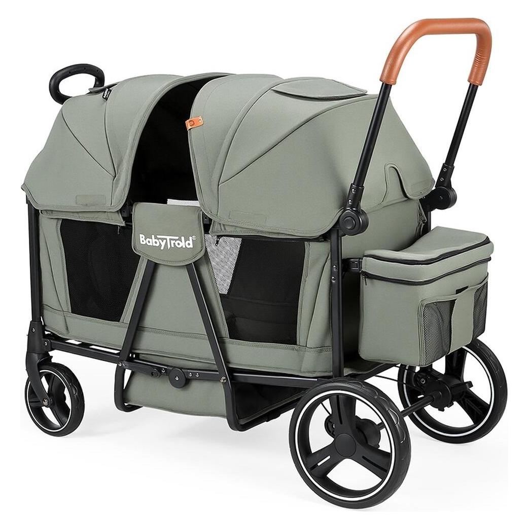 Babytrold Adventure Bollerwagen für Kinder 2-Sitzer faltbar mit XXL-Verdeck olive (13-16O)