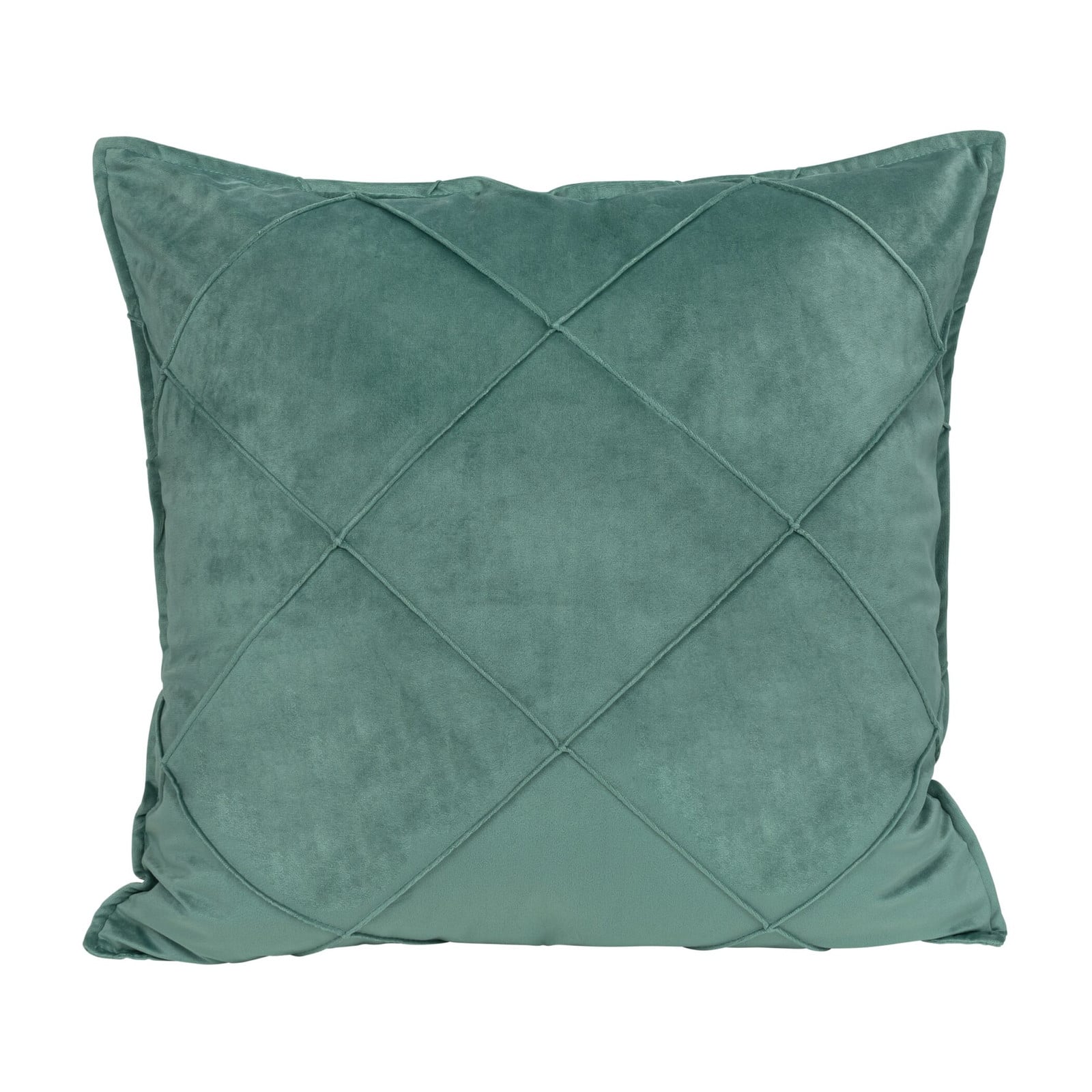 QUVIO Sierkussen geruit - Eucalyptus groen - Fluweel - 50 x 50 cm