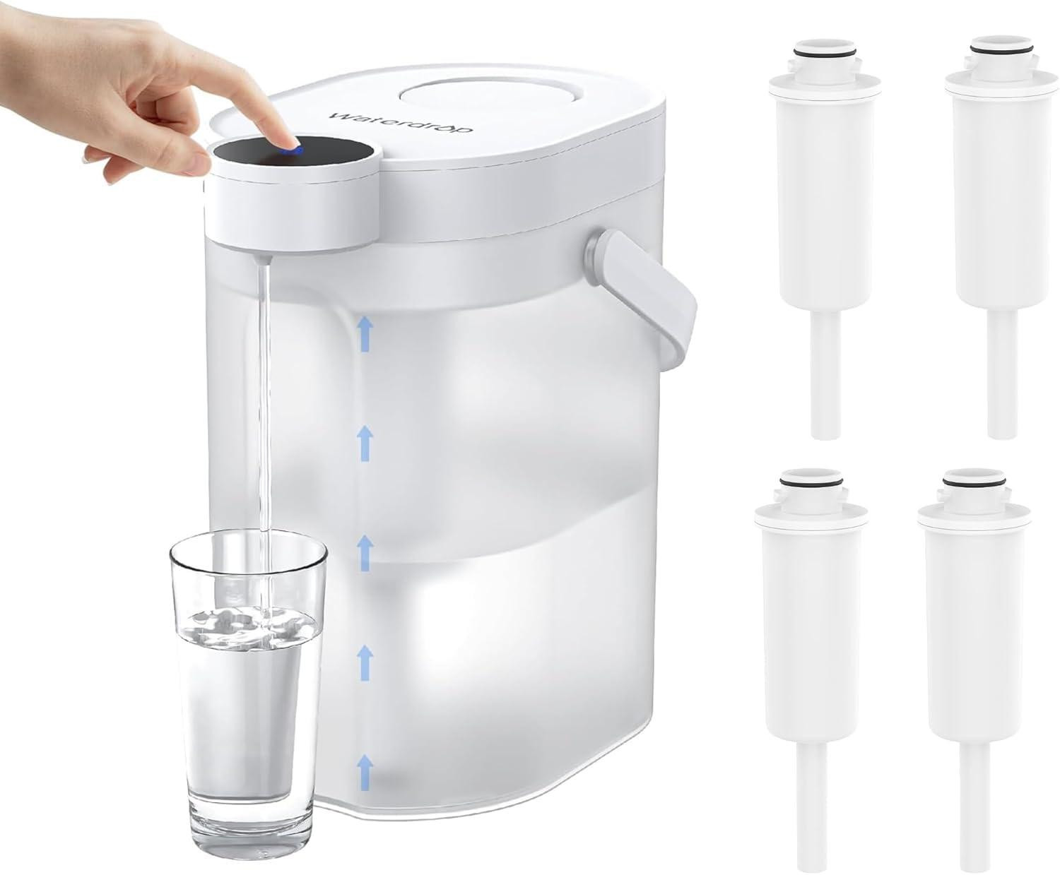 Dripio Elektrische waterfilterkan, 4 liter, 4 filters, wit